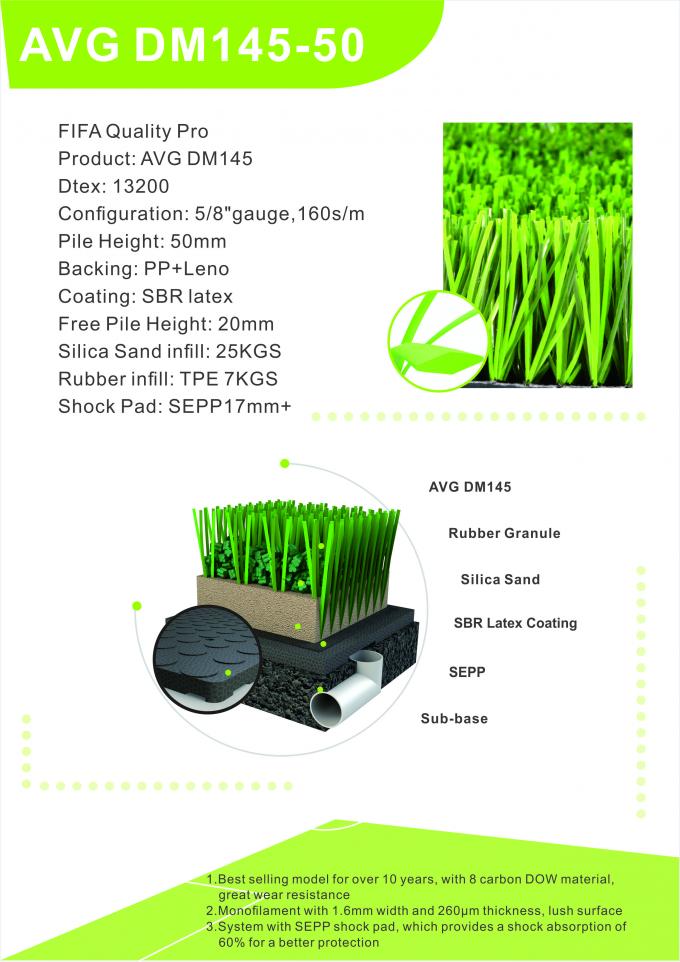 El césped artificial del fútbol de la hierba se chiba la alfombra artificial al aire libre artificial 50m m de la hierba del césped 0