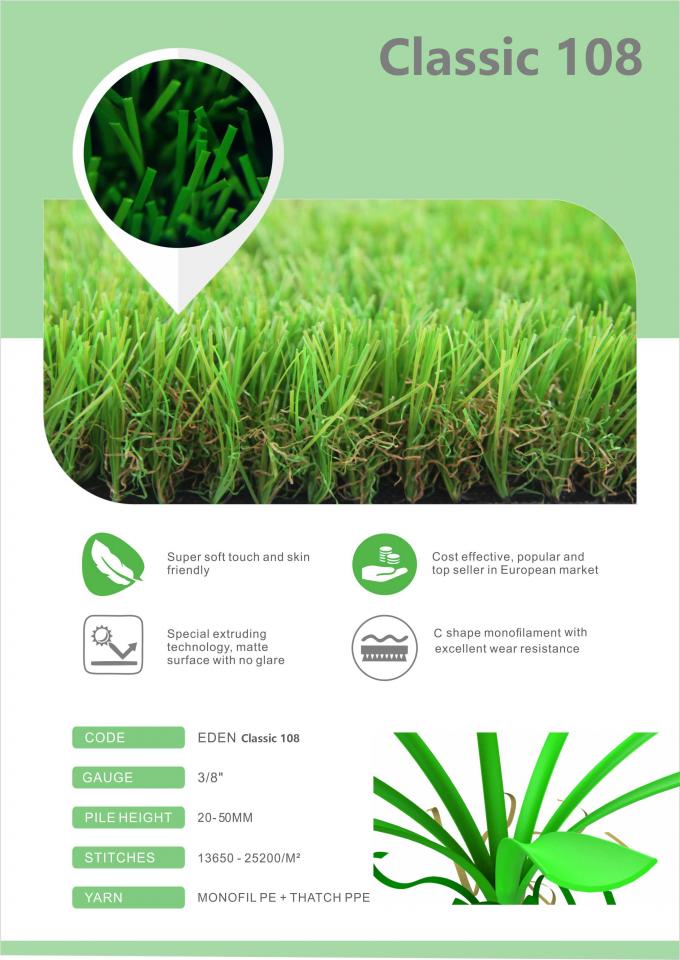 Forro sintético de mirada natural de Eco del césped de la hierba de la manta artificial comercial del césped reciclable 0