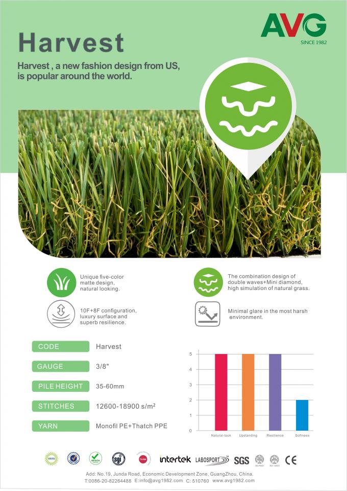 hierba sintética de la hierba artificial del jardín de 55m m cómoda y suave 0