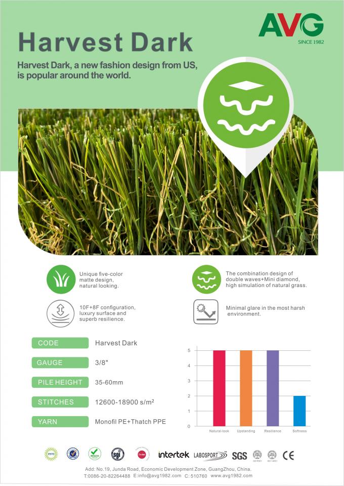 ECO que apoya el jardín reciclable del paisaje del césped del sintético del 100% 35-60m m que suela césped artificial de la hierba de la alfombra del césped 0