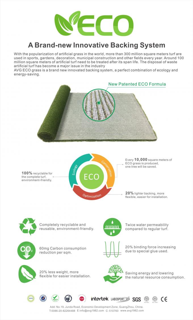 ECO que apoya el jardín reciclable del paisaje del césped del sintético del 100% 35-60m m que suela césped artificial de la hierba de la alfombra del césped 2
