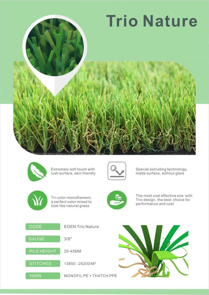 Contaminación sintética del césped del piso de la hierba artificial del jardín de 13400 Detex libre 0